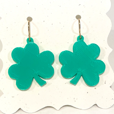 trèfle boucles d'oreilles st patrick journée by kndesigns3d mode bijoux 3d print model - Mito3D