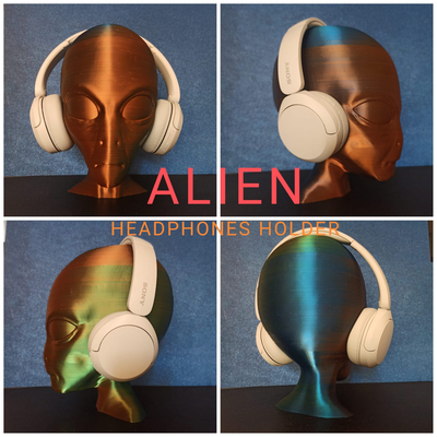 extraterrestre écouteurs titulaire soutien supporter by atz78 ménage bureau casque musique l'audio pomme bluetooth fil cintre amarrage gare alien1 ovni accessoires accessoire art 2024 3d print model - Mito3D