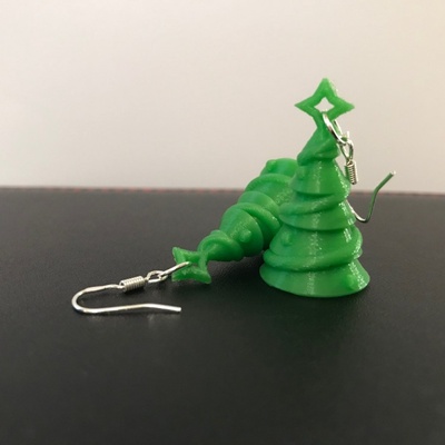 christmas tree earrings single or multi colour by brithawkes household festivities jewelry multicolour fun easy christmastree festive 3d print model - Mito3D