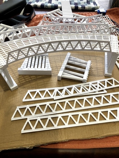 n-scale concrete steel truss bridge - two tracks by robandwend toys & games trains thingiverse nguage ntrains 3d print model - Mito3D