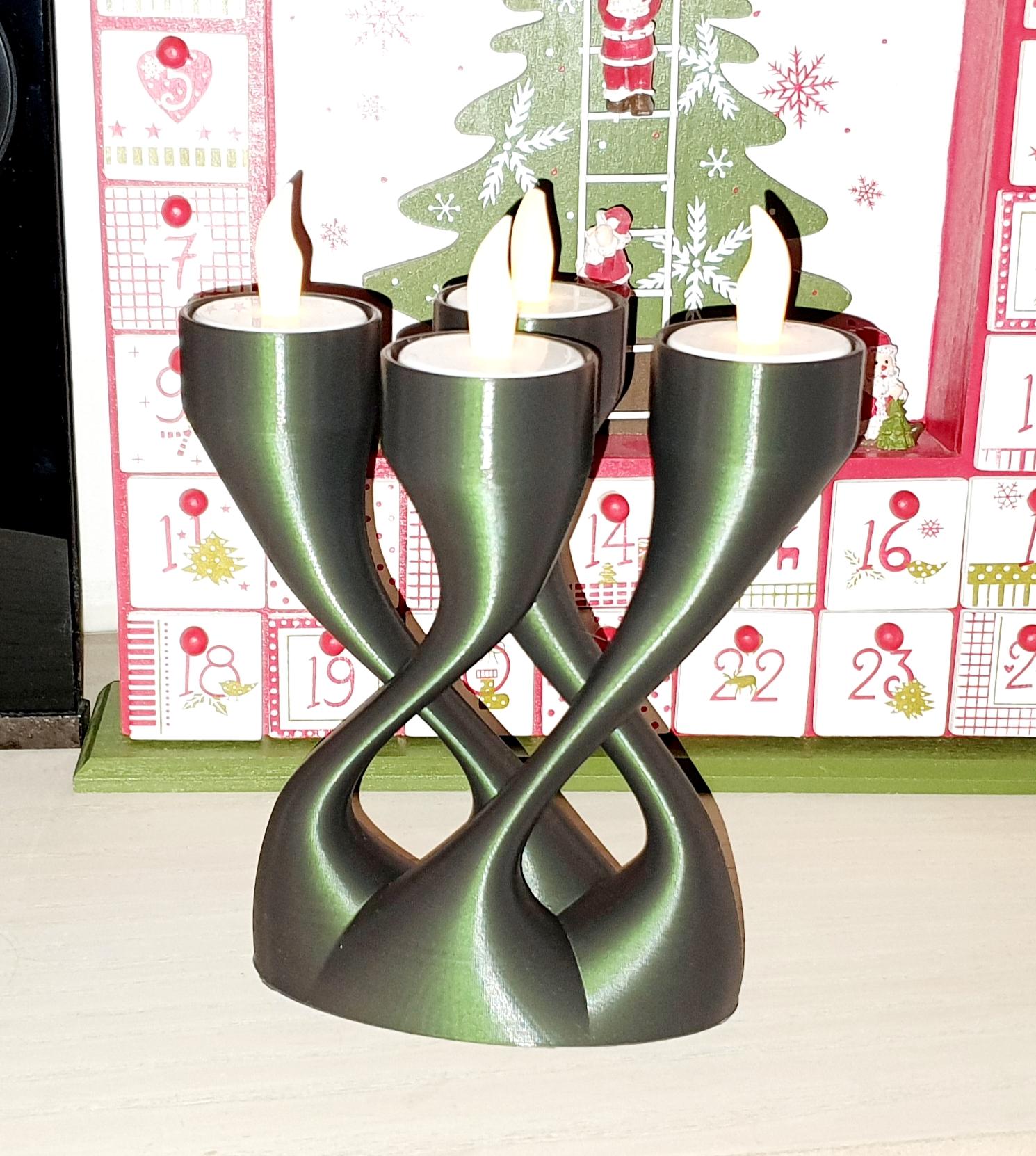 4 chá leve candelabro by brithawkes casa festividades decoração natal presente peça central 3D print model - Mito3D