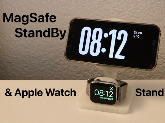 horizontal magsafe iphone standby & applewatch stand by jpbruce household office applewatchstand iphone15 chargingstation 3d print model - Mito3D