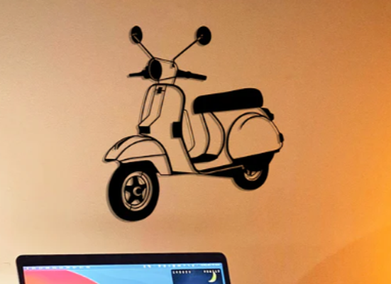 parede arte vespa by maegu 2d tatuagem piaggio rolo bicicleta moto decoração 3d print model - Mito3D