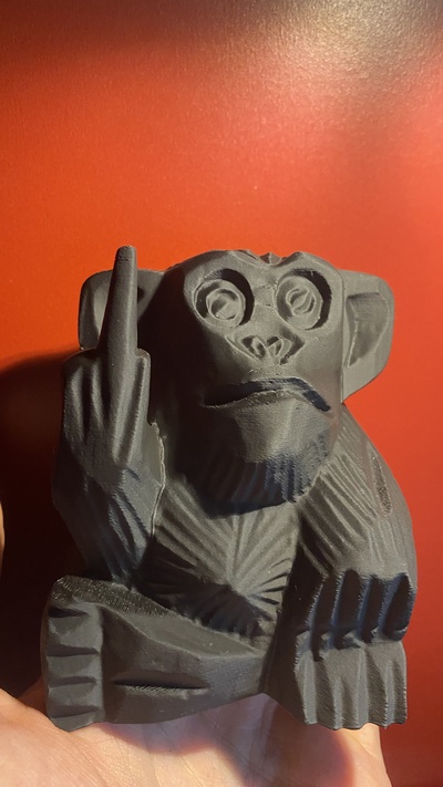 maymun heykel orta parmak yeniden karıştırılmış by tilki kraker sanat heykeller kahretsin 3d print model - Mito3D