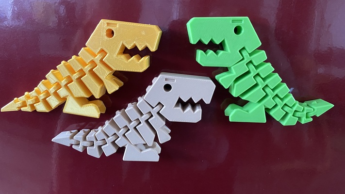 flexi magnet rex remixed by foxmckraut toys & games flexible printinplace flexirex 3d print model - Mito3D