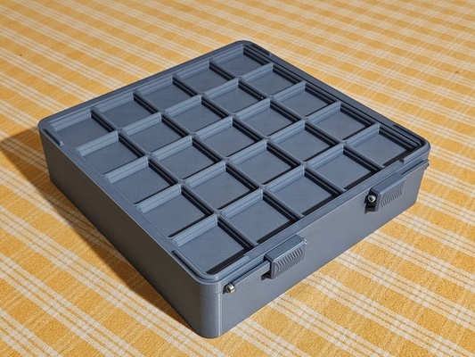 gridfinity 5x5x6 box stackable sliding lock remixed by daniel schenk tools organizers 3d print model - Mito3D