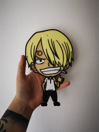 sanji pared arte decoración by kris95 2d mural pieza dibujos animados anime luffy nami usopp cómodo 3d print model - Mito3D