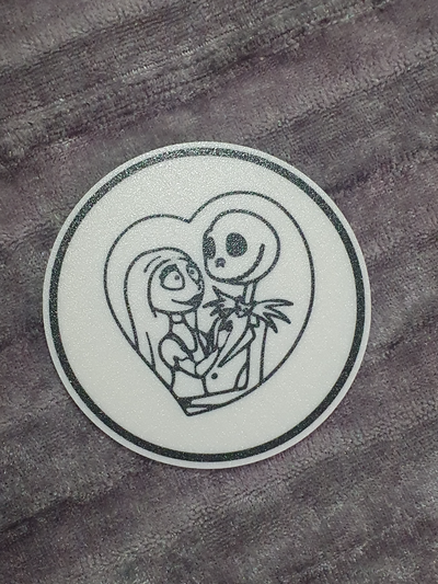 nbc coasters - jack & sally heart by sfrl90 household decor coaster skellingotn skellinton nightmare christmas 3d print model - Mito3D