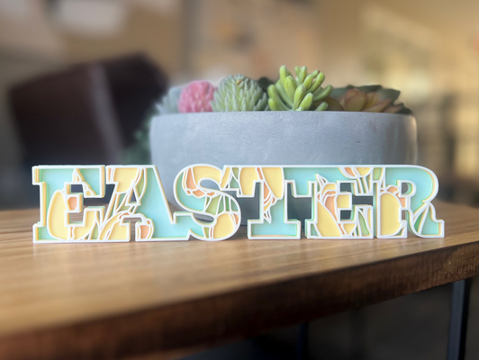 layered easter sign by lindnjoe household decor mandala tulips table decoration 3d print model - Mito3D