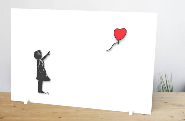 banksy girl balloon painting by lorenzcr art models banksyart banksyballongirl banksymaid heart love valentine's day white red black ballon 3d print model - Mito3D