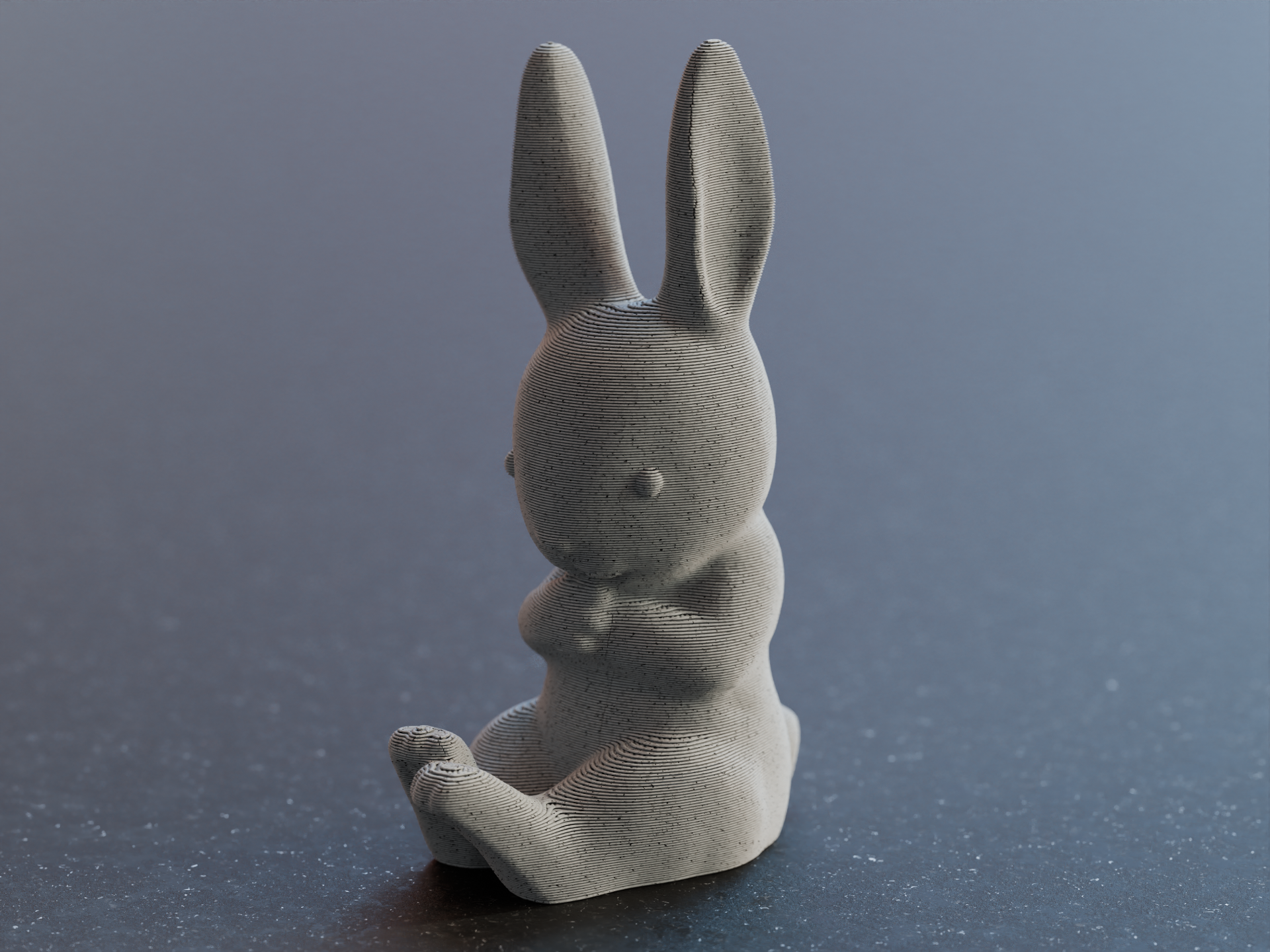 şirin paskalya tavşan oturma heykel s er osterhase oturur by icat sanat heykeller doğu ostern dekor kabarık model kürklü kuyruk eller ayak hayvan rahatlatıcı gülümsemek gülümseyen 3D print model - Mito3D