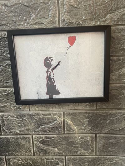 banksy girl balloon hueforge by 3d print it generative model & lithophane art baloon heart red black white 3d print model - Mito3D