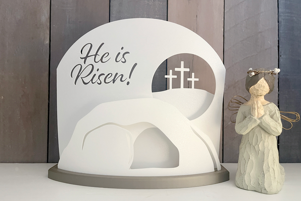 pascua resurrección mañana escena by sh diseños casa decoración arte jesús cristiano cristiandad resucitado cristo santo primavera 3d print model - Mito3D