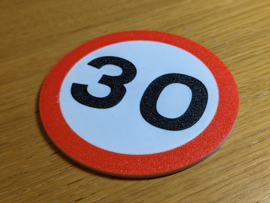 uk route signe 30mph coaster by cheveux ménage décor panneau signalisation miles heure uni royaume vitesse 3d print model - Mito3D