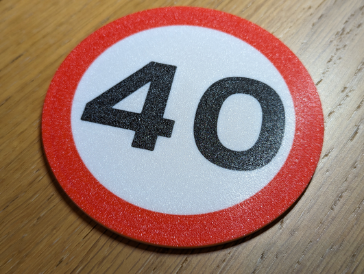 uk route signe 40mph coaster by cheveux ménage décor panneau signalisation miles heure uni royaume vitesse 3d print model - Mito3D