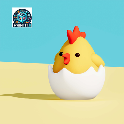 niedlich schraffur hähnchen by printito kunst skulpturen geflügel kinder spielzeug mehrfarbig ostern osterküken 3mf stl 3dprint dekoration 3d print model - Mito3D