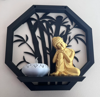 etagere avec dekorasyon bambu troux ou sans evlen yeniden karıştırılmış by 3d philippe ev halkı dekor trou 3d print model - Mito3D