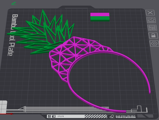 ananas stirnband by mg3dprint kunst 2d 3d print model - Mito3D