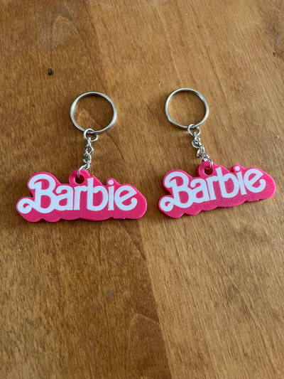 barbie logo portachiavi by futuro canada arte segni loghi chiave catena rosa 3d print model - Mito3D