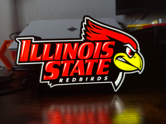 illinois lightbox by geek genio collettivo arte segni loghi redbirds uccello rosso università calcio piede palla squadra squadre sport gli regalo lampada luce guidato scatola 3d print model - Mito3D