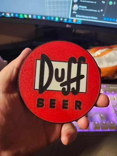 duff birra sottobicchiere by tri 3d arte 2d simpson omero bevanda 3d print model - Mito3D