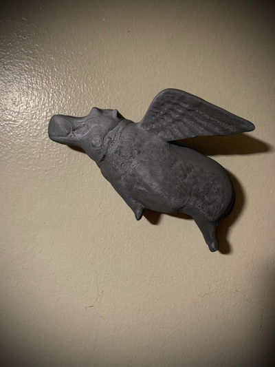 flying hippo - wall mounted by brentglover1970 art sculptures 3d print model - Mito3D