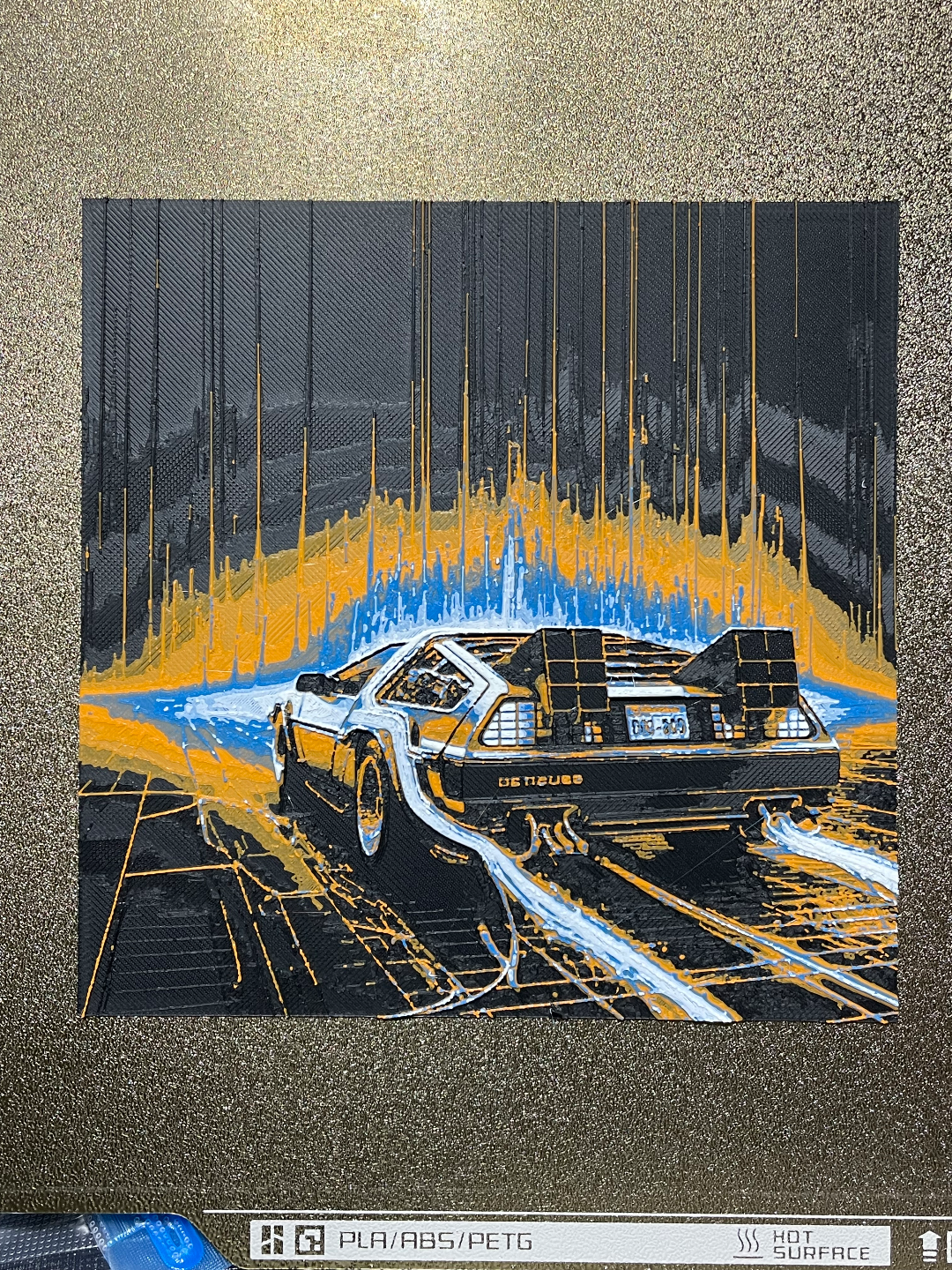 delorean hutschmiede 4 farben 150x150mm by ozean 3d hersteller generativ modell lithophan to zukunft farbton schmiede digital kunst film michal fuchs maschine 3D print model - Mito3D