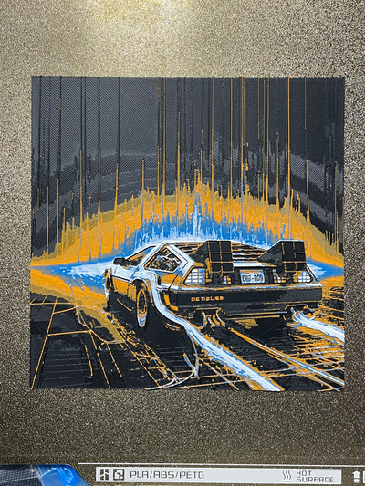 delorean hutschmiede 4 farben 150x150mm by ozean 3d hersteller generativ modell lithophan to zukunft farbton schmiede digital kunst film michal fuchs maschine 3d print model - Mito3D