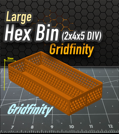 esadecimale bidone gridfinity 2x4x5 diviso by k2 kevin utensili organizzatori 3d print model - Mito3D