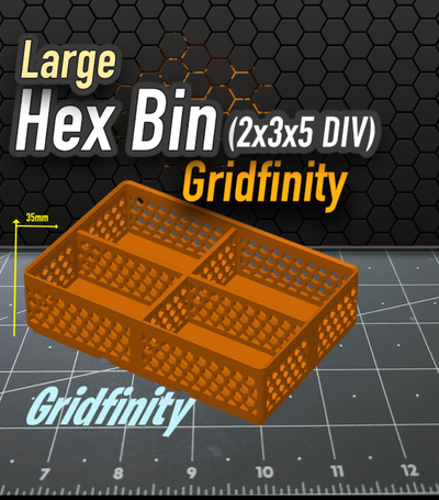 hex bin gridfinity 2x3x5 dividido x2 by k2 kevin ferramentas organizadores 3d print model - Mito3D