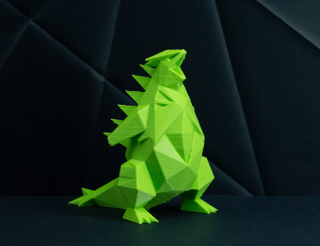 lowpoly tyranitar pokemon by 3demon miniature creature anime buio elitequattro sfaccettato gary gen2 genio oro larvitar mega mostro origami pikachu pokemonfigures pokemongo pokémon low poly poligonale pupitar roccia argento giocattolo tirannico 3D print model - Mito3D