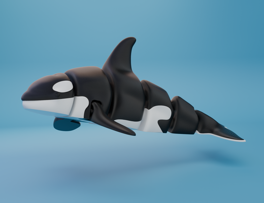 articolato orca monocolore multicolore by jopek design giocattoli giochi personaggi giocattolo mmu agitarsi oceano mare flessibile printinplace pesce ams 3d print model - Mito3D