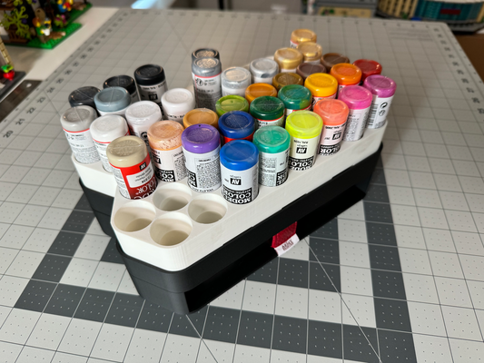 paint caddy - tray & wet palette base complete by faumebuilds hobby diy acrylic vallejo army painter 17ml miniature painting carrier rack box modular stacking storage station 3d print model - Mito3D