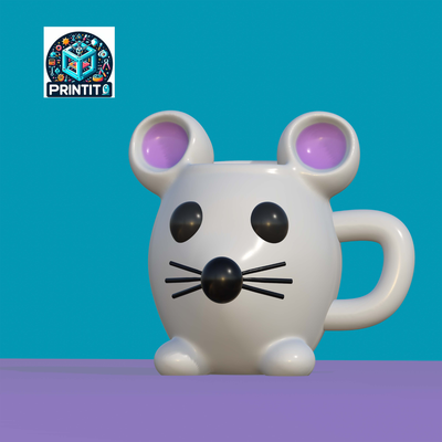 decorativo ratón by printito arte modelos taza raton niños decoración multicolor 3mf stl 3d modelo fácil imprimir 3d print model - Mito3D