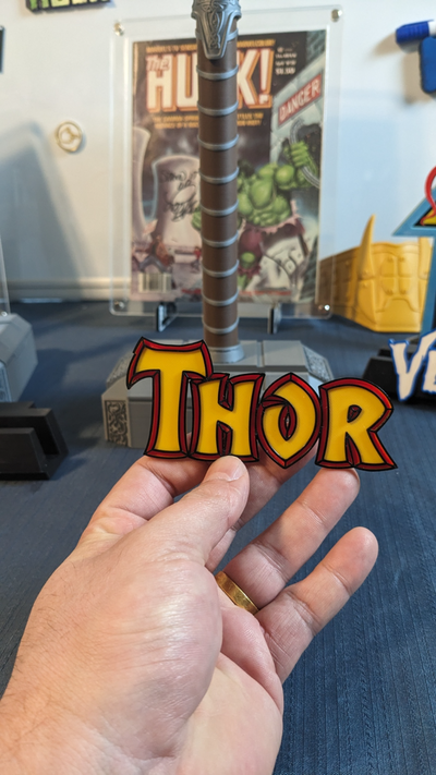 magnetisch thor logo by stehaufmunter kunst zeichen logos mächtig mjolnir bambu a1 x1 ams kinder comic buch 3d print model - Mito3D