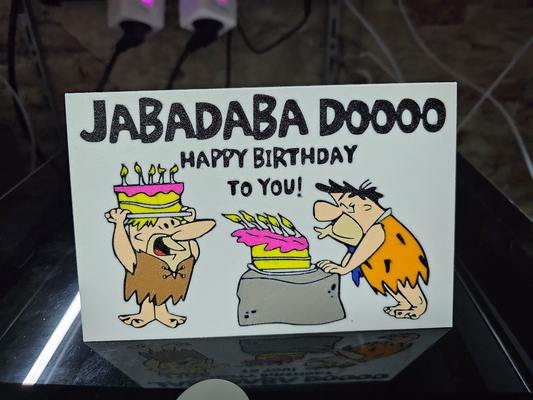 happy birthday flintstones by id tag art 2d happybday celebrate celebration card flintsones fred yabba dabba doo barney cake candle 3d print model - Mito3D