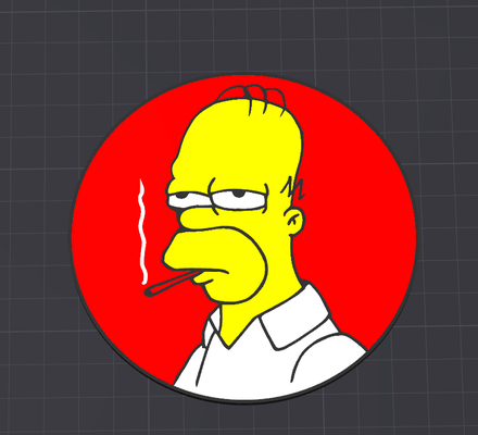 homer simpson sigara içmek bardak altlığı by tri 3d sanat 2d bira 3d print model - Mito3D