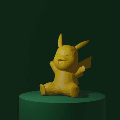 poly pikachu by neugierig minze kunst skulpturen lowpoly pokémon skulptur 3dsculpture pokemonfigures pokemonfigure 3d print model - Mito3D