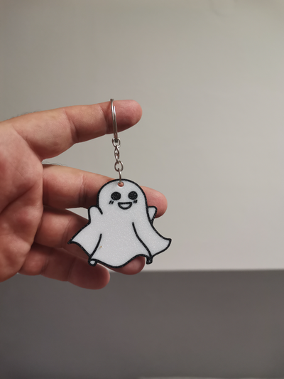 ghost multicolor keychain by bt3d printing art coin & badges halloween spooky 3d print model - Mito3D