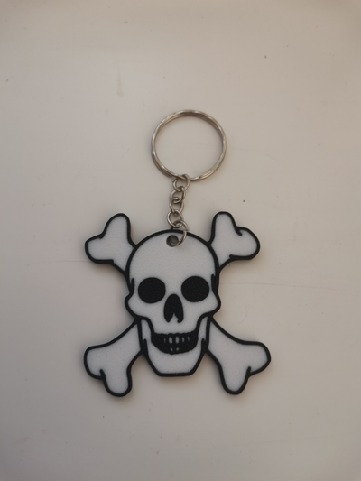 skull multicolor keychain by bt3d printing art coin & badges spooky halloween 3d print model - Mito3D