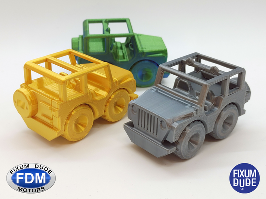 fixum dude motors pip jeep by fixumdude toys & games toy car vehicle printinplace articulated truck road 3d print model - Mito3D