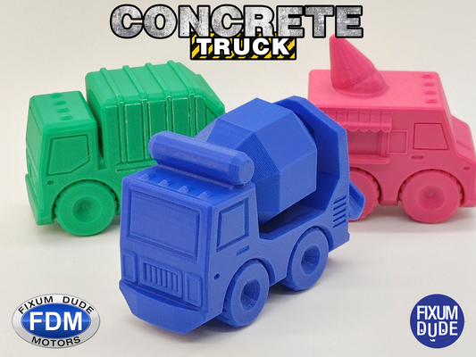 fijado tipo motores pepita hormigón camión by arreglar juguetes juegos juguete coche vehiculo vehículo articulado impresión construcción cemento 3d print model - Mito3D