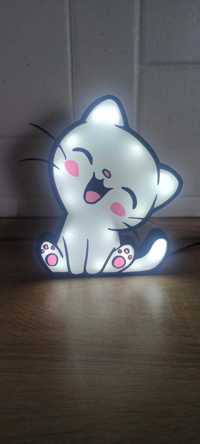 cat lightbox ams or by hrbecek household decor kids led light 3D print model - Mito3D