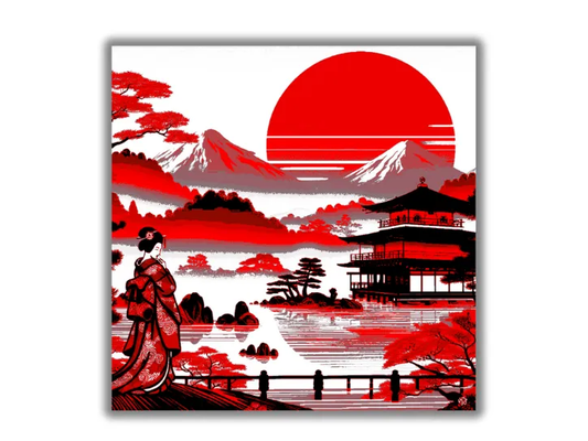 japanisch geisha geiko landschaft hutschmiede by porlock generativ 3d modell lithophan japan kunst orient mauer 2d frau 3d print model - Mito3D