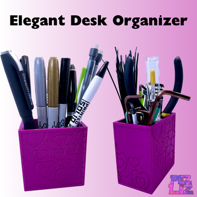 elegante escrivaninha organizador remixado by pezliz ferramentas organizadores escritório recipiente porta canetas lápis mesa organizar estacionário 3d print model - Mito3D