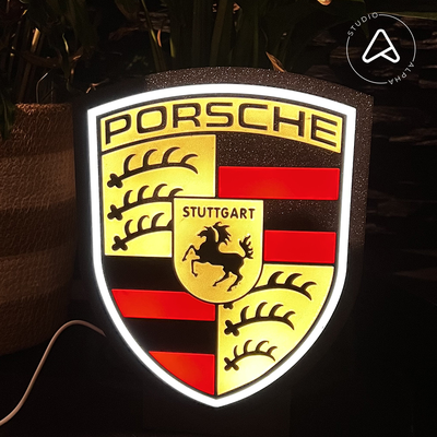 porsche logo design guidato lightbox malato if chiedi by alphasim eu arte segni loghi ledbox luce led carart 3d print model - Mito3D