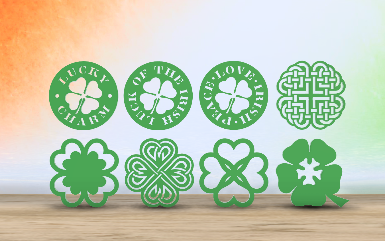 saint patrick's day - irish themed 8 coaster set by jf-699 household festivities coasters glasses stackable coastersdrink patricks ireland holiday green decor home decoration decorations fusion 360 st 3D print model - Mito3D