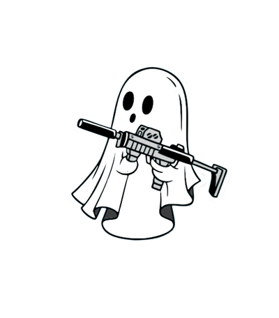 boogaloo ghost by burzhui art signs & logos halloween rifle decoration 3d print model - Mito3D