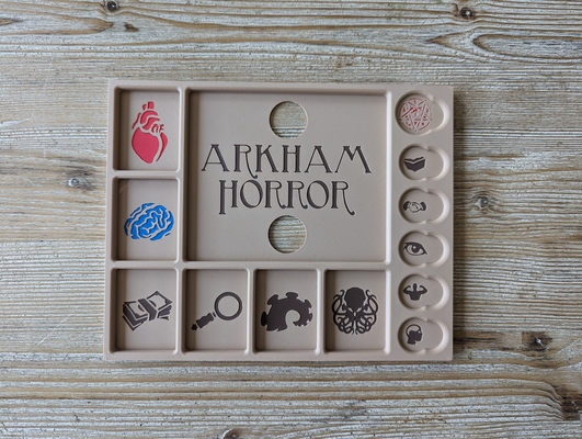 arkham horror 3rd edition investigator tray by notafish toys & games board game boardgameaccessories boardgameaccessory arkhamhorror playertray 3d print model - Mito3D