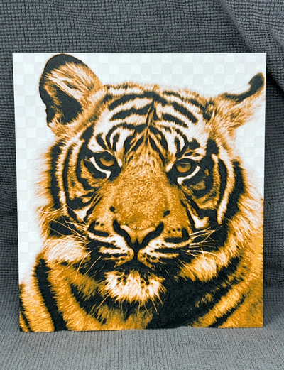 tigre testa fucina cappelli by hlrcreazioni arte 2d arancia tonalità filamento pittura multi colore p1p p1s x1c piatto 3d print model - Mito3D